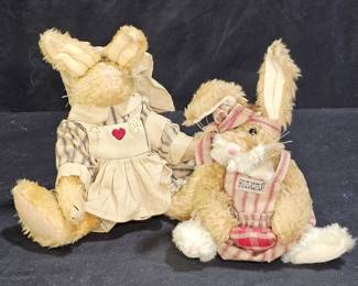2 Boyd's Bears Collection Stuffed Bunny Rabbits