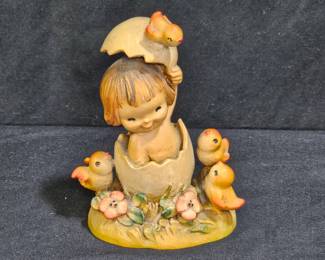 Anri Ferrandiz "Girl in Egg" Hand Carved Wood Fig.