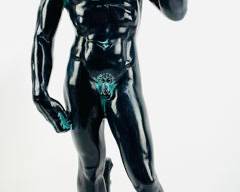 26 Vintage Black Resin David Statue
