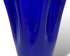 Vintage Cobalt Blue Handkerchief Art Glass Vase
