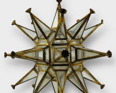 Fantastic STAR CHANDELIER Antique 19 Inch High Italian Gilt Painted Metal and Glass Hanging Pendant Light Fixture

