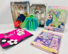 Barbie Mattel I Love Lucy, Sees Candies, 35th Anniversary Barbie Dress, Midge And Baby Happy Family Clothing Sets And Sees Barbie Gift Paper Bag
