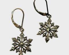 Fine Sterling Silver Winter Snowflake Pierced Earrings
