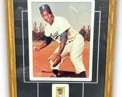 Fantastic Vintage Framed Jackie Robinson Photo and Stamp visit Ararityauctions.com for our sports auction
