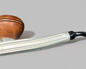 Vintage Kirsten Hand Carved pipe Wood Bowl on Aluminum MCM Mid Century Modern Style
