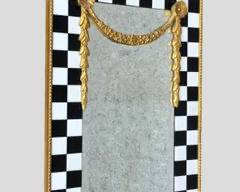 Fantastic 1991 Carvers Guild Designed by Carol Canner Crafted by Mike May #6000 Checkered Tile & Carved Giltwood Wall Mirror
