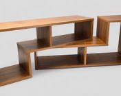 Fantastic two piece Danish Mid Century Modern MCM Abstract Teak Wood Stacking Expandable Shelves w/Multiple Configurations
