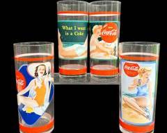 4 Vintage Coca-Cola Pin Up Girl Drinking Highball Glassware
