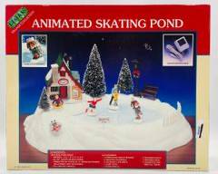 Vintage Lemax Village Collection Animated Skating Pond Christmas Holiday Display In Original Box
