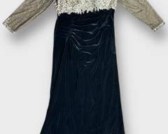 Vintage Xscape Embellished Illusion Bodice With Ruched Velvet Skirt Evening Dress Size 18w
