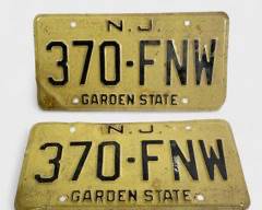 Vintage New Jersey Garden State Enamel License Plates
