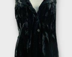 I-N-C International Concepts Sleek Black Faux Fur Sleeveless Jacket/Vest With Button Detail, Size XL
