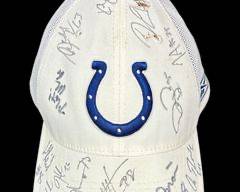 Indianapolis Colts Football Team Hat Signed by 13 Members of the 2006 Super Bowl Championship Team visit Ararityauctions.com for our sports auction

