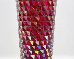 Vintage 15.5 High Ruby Mosaic Glass Burgundy Tall Vase
