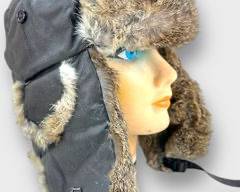 Vintage Yukon Tracks Genuine Leather and Fur Bomber Aviator Hat Size XL
