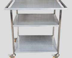 Modern MCM Style Industrial Stainless Steel Rolling Bar Tea Cart
