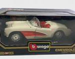 Vintage Burago 1957 Chevrolet Corvette Metal Die-Cast - 1/18 In Box
