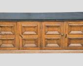 Vintage Low Wood 4 Door Cabinet Great Form to Paint Hollywood Regency Style Slate Top
