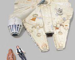Vintage 1979 Star Wars Kenner Millennium Falcon Toy with Two Vintage 1979 Star Wars Action Figures Incomplete Missing some parts
