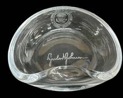 Vintage US President Lyndon B. Johnson Etched Crystal Glass Ashtray with
