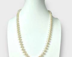 14K White Gold 24 inch Pearl Necklace
