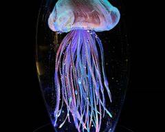 Dynasty Gallery Fine Art Glass Glow in the Dark Jellyfish With Stand

