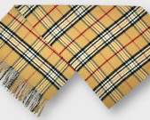 Vintage V. Fraas Cashmink Burberry Style Acrylic Beige and Red Plaid Fringe Scarf
