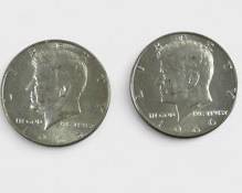 1965 & 1966 U.S. Kennedy Half Dollar 40% Silver Coins - 23 Grams
