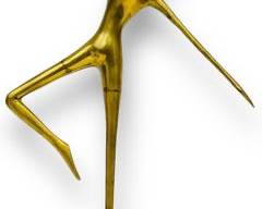 Vintage Modernist Brass Dancer Sculpture on stand MCM Mid Century Modern
