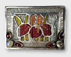 Signed Daslin Sterling Silver Beaded Pendant/Brooch.
