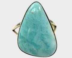 Fine Sterling Silver Larimar Statement Ring Size 6.75
