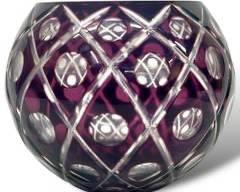Fine Bohemian Dark Purple Amethyst Cut to Clear Rose Bowl
