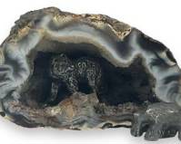 Vintage Agate Quartz Geode w/Grizzly Bears
