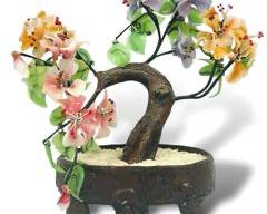 Vintage Beautiful Asian Gemstone Glass Bonsai Tree
