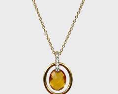 Fine 14K Yellow Gold, Faceted Citrine & Diamond Pendant On 14K Yellow Gold Chain Necklace 16
