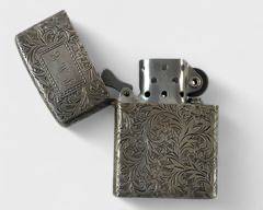34 Grams Fine Sterling Silver Art Nouveau Monogrammed Lighter
