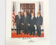 Rare Original Photograph United States Former Presidents Signed BY Ronald Reagan, Gerald R. Ford, Jimmy Carter, and Richard Nixon
