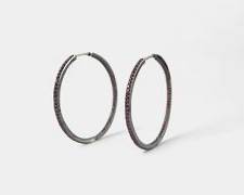 10.9 Grams Fine 14K Gold Posts & Sterling Silver Gemstone Pierced Statement Hoop Earrings
