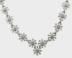 Fine Sterling Silver & Marcasite Winter Snowflake Statement Necklace 17 3/4
