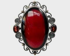 Fine Sterling Silver Red Gemstone Ring Size 5.75
