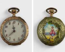 20 Grams Fantastic 14K Gold Case Hand Painted Enamel Mechanical Pocket Watch
