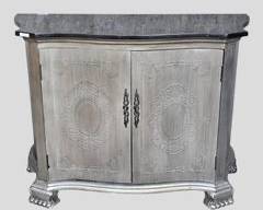 Wonderful Gilt Silver Granite Top 2 Door Cabinet Footed
