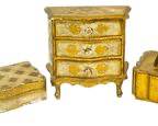 Vintage Italian Miniature Chest Of Drawers Jewelry box and two additional trinket boxes
