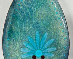 Los Castillos Signed Miguel Pineda MCM Enamel on Copper Dish Tray Mid Century Modern MCM
