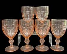 Vintage Gibraltar Pink Libby Glass Duratuff Goblets USA Set of 6
