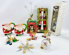 Holiday Christmas Lot ! Karen Rossi Silvestri Fanciful Flights Christmas Ornaments, OrnaMotion Carousel, Santa Mugs And Santa Candles Assorted Lot
