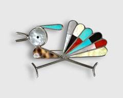 Native American Zuni Sterling Silver Multi-Stone Roadrunner Pendant/Pin.
