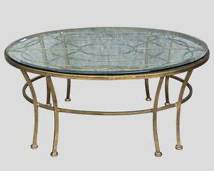 Fantastic Gilt Painted Spider Web Iron Tiered Glass Top Coffee Table
