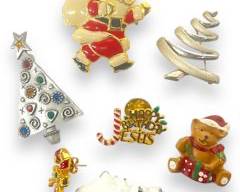 Fine 6 grams Sterling Silver Tree Brooch and Assorted Holiday Brooch Lot
