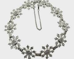Fine Sterling Silver & Marcasite Winter Snowflake Bracelet 7 3/4
